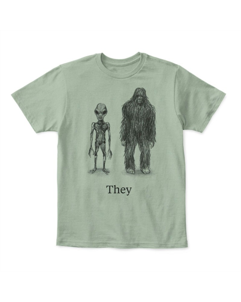 They Might Be Giants Cryptids on Sage Green T-Shirt (Unisex) $12.16 Shirts