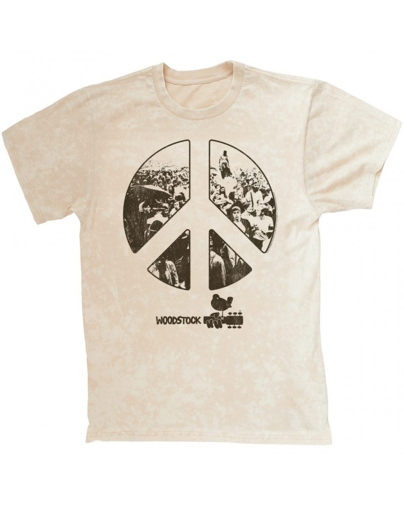 Woodstock T-shirt | Crowd Photo Peace Sign Mineral Wash Shirt $11.38 Shirts