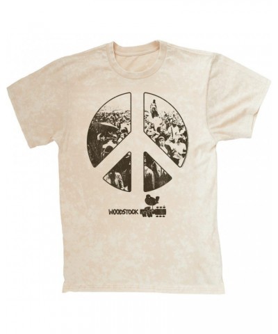 Woodstock T-shirt | Crowd Photo Peace Sign Mineral Wash Shirt $11.38 Shirts