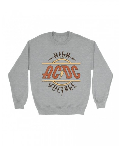 AC/DC Sweatshirt | Retro Colored High Voltage Design Distressed Sweatshirt $15.03 Sweatshirts