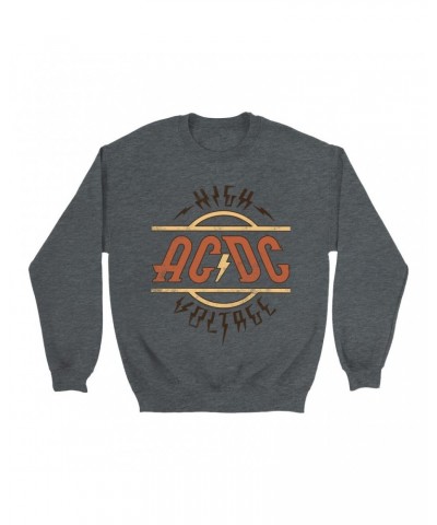 AC/DC Sweatshirt | Retro Colored High Voltage Design Distressed Sweatshirt $15.03 Sweatshirts