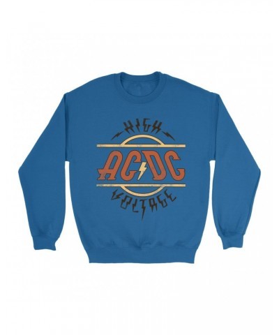 AC/DC Sweatshirt | Retro Colored High Voltage Design Distressed Sweatshirt $15.03 Sweatshirts