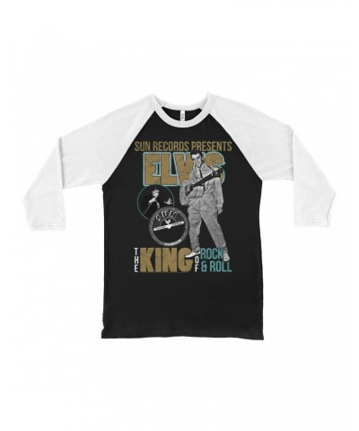 Elvis Presley Sun Records 3/4 Sleeve Baseball Tee | Presenting The King Of Rock n Roll Sun Records Shirt $10.18 Shirts