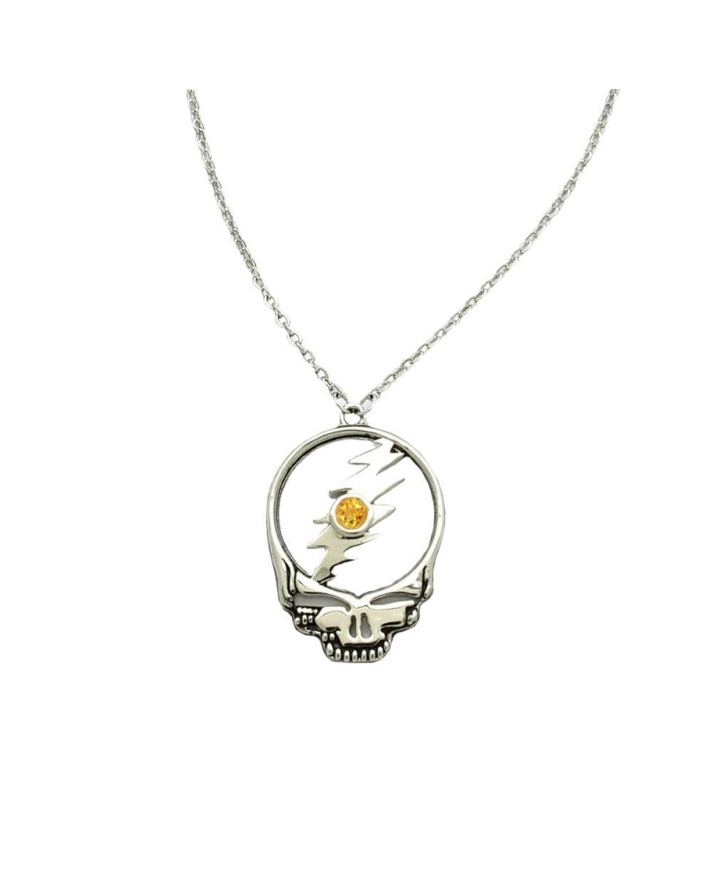 Grateful Dead Stealie November Citrine Birthstone Necklace $48.02 Accessories