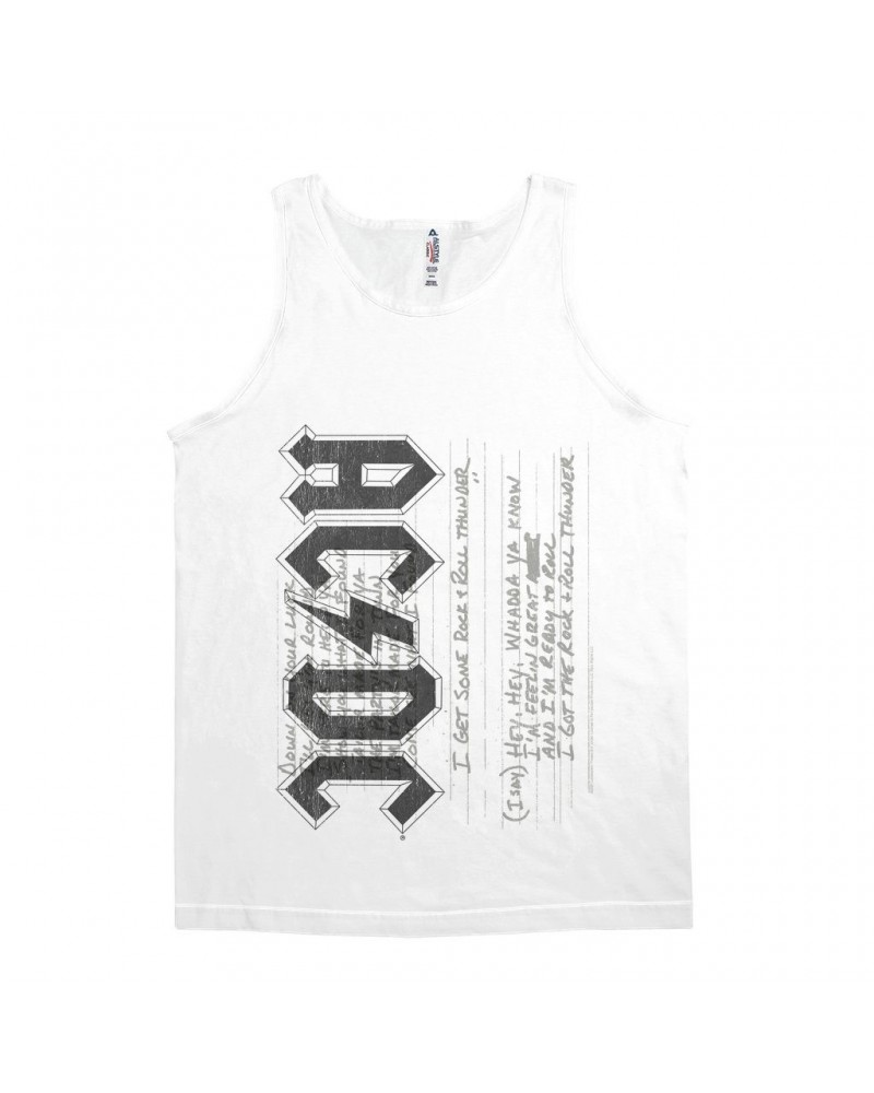 AC/DC Unisex Tank Top | Rock N' Roll Thunder Lyrics Image Shirt $8.48 Shirts