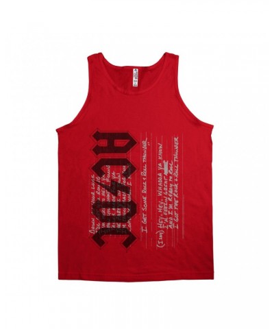 AC/DC Unisex Tank Top | Rock N' Roll Thunder Lyrics Image Shirt $8.48 Shirts