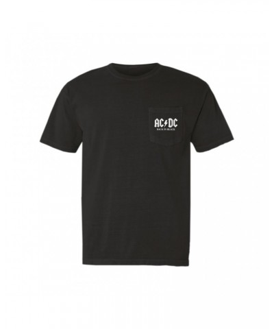 AC/DC T-Shirt | Back In Black US White Design Pocket T-shirt $13.48 Shirts