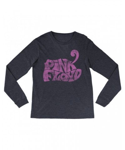 Pink Floyd Heather Long Sleeve Shirt | Groovy Logo Distressed Pink Shirt $8.99 Shirts