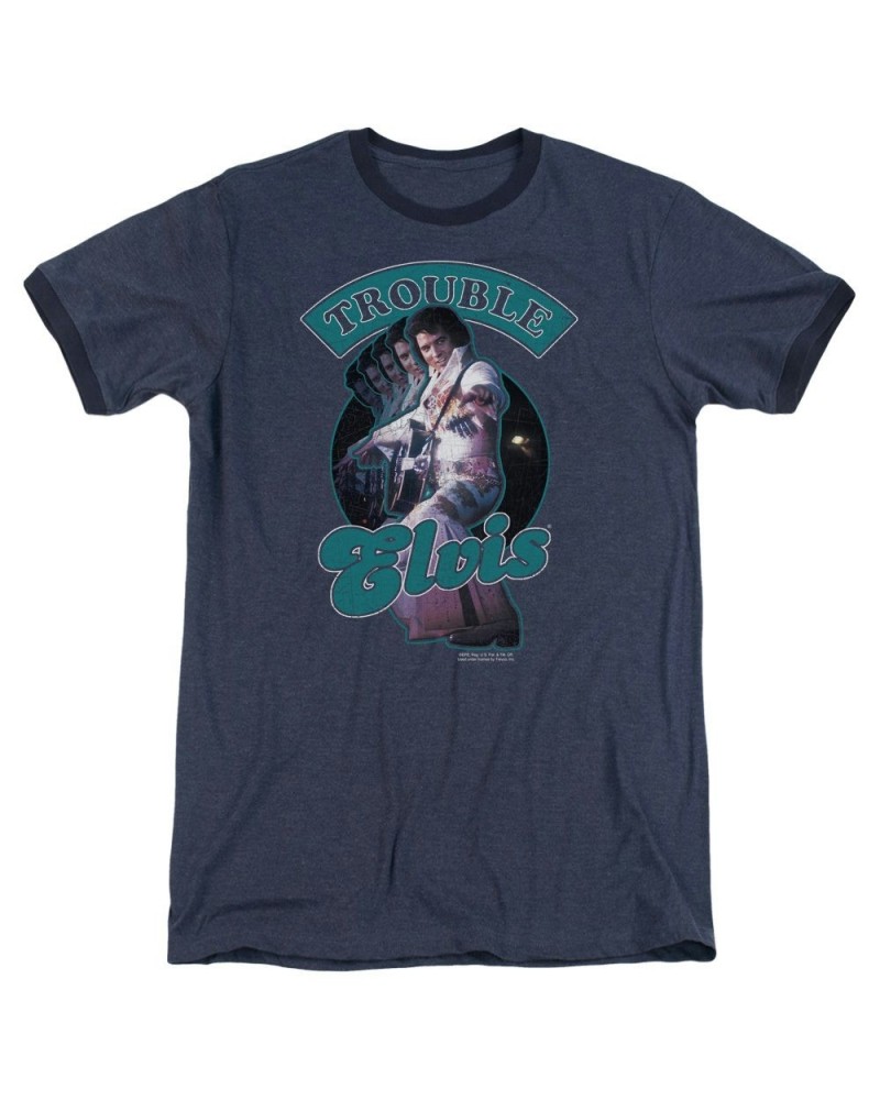 Elvis Presley Shirt | TOTAL TROUBLE Premium Ringer Tee $9.02 Shirts