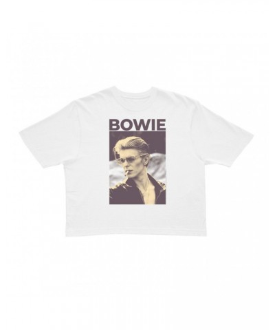 David Bowie Ladies' Crop Tee | The Man Who Fell To Earth Sepia Photo Crop T-shirt $10.78 Shirts