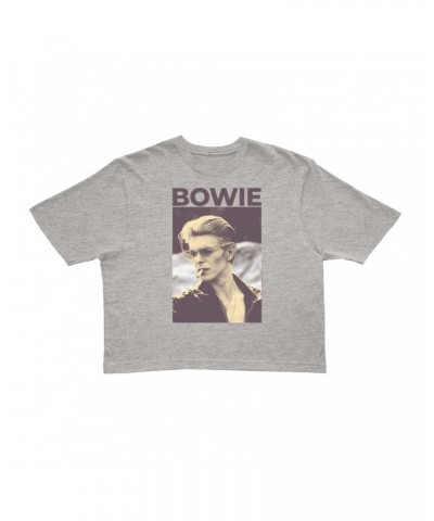 David Bowie Ladies' Crop Tee | The Man Who Fell To Earth Sepia Photo Crop T-shirt $10.78 Shirts