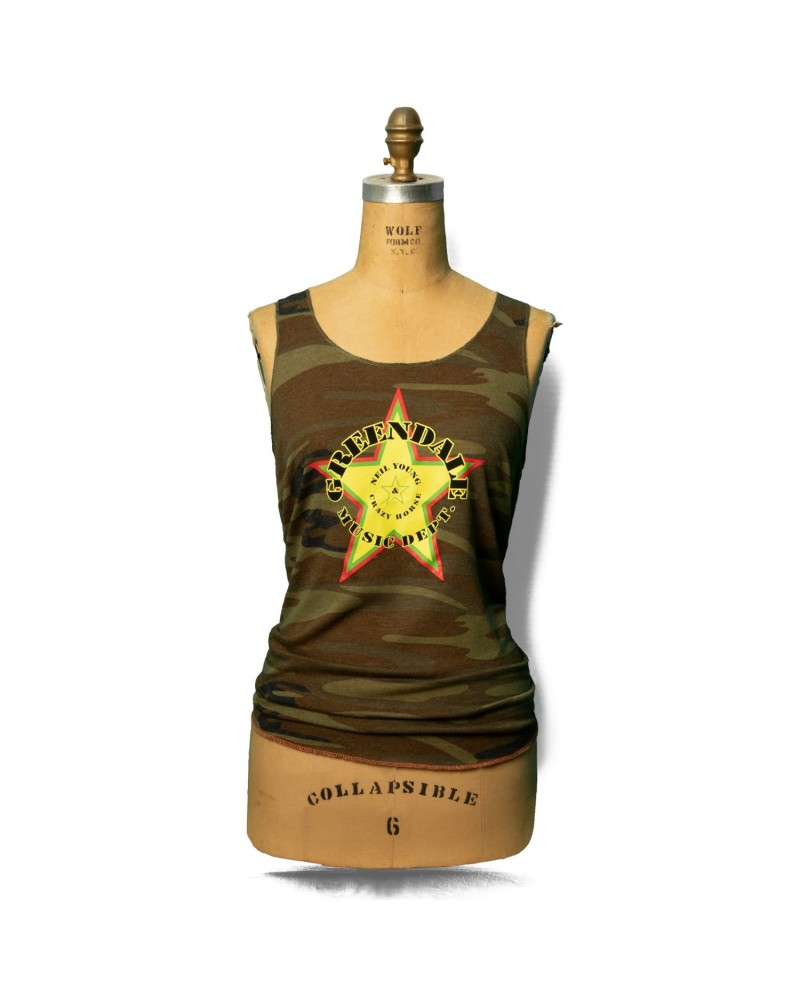 Neil Young Soft Organic Greendale Star Women's Camouflage Tank Top $20.00 Shirts