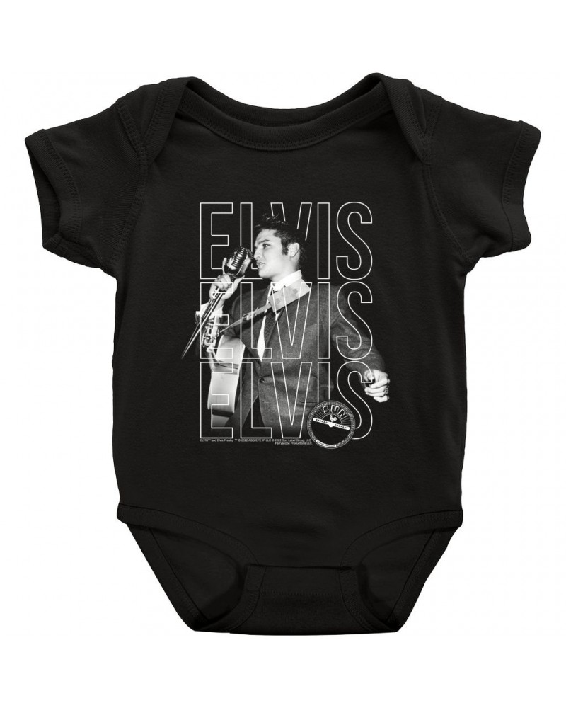 Elvis Presley Baby Short Sleeve Bodysuit | Live Sun Triple Logo Bodysuit $9.78 Kids