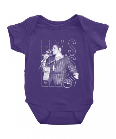 Elvis Presley Baby Short Sleeve Bodysuit | Live Sun Triple Logo Bodysuit $9.78 Kids