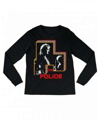 The Police Long Sleeve Shirt | Retro Bordered Shadow Live In Concert Distressed Shirt $12.58 Shirts